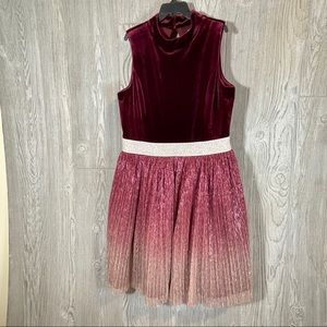 Zunie Mock Neck Shimmer Blush/Wine Dress Size 14